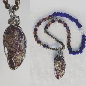 SOLD Peacock ore necklace